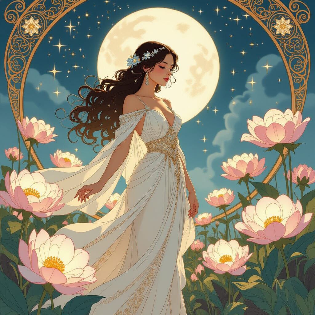 Celestial Girl in Art Nouveau Style