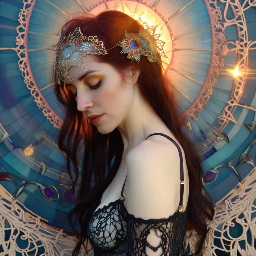 Figure Wrapped in Plasma Threads and Lace, Art Deco