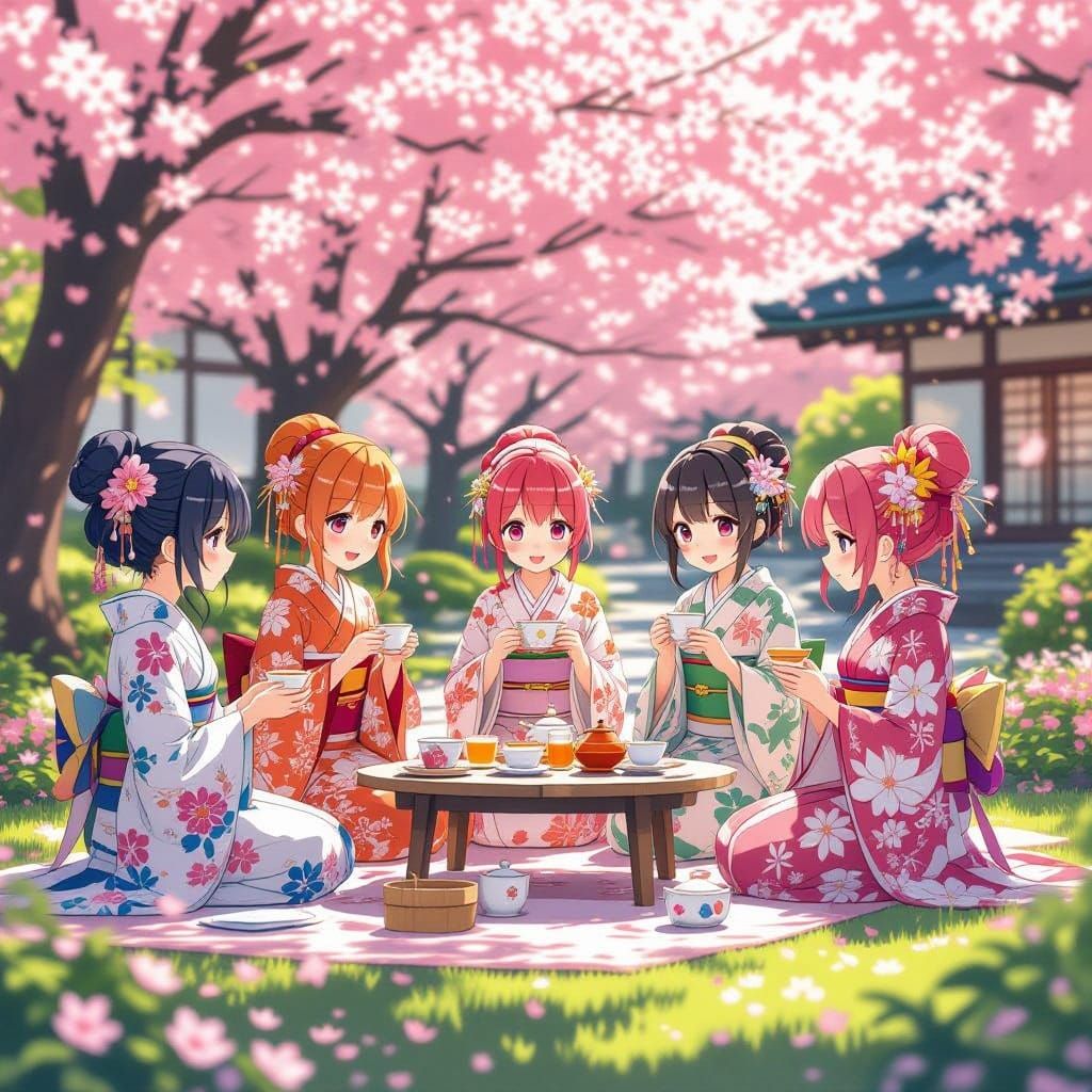 The Quintessential Quintuplets in Whimsical 3D Garden Settin...
