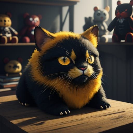 Evil Stuffed Animals on Shelf in Golden Light