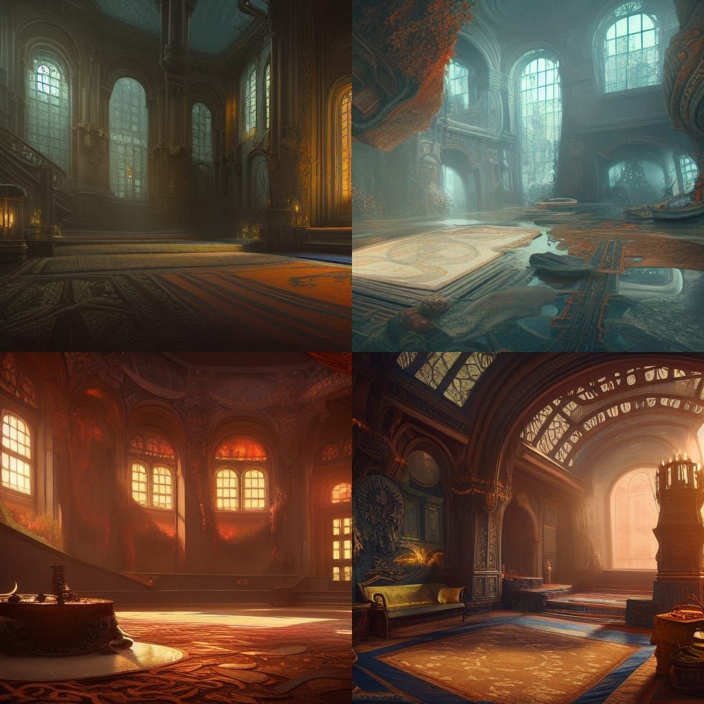 Fantastical Interior Matte Painting in Deep Color