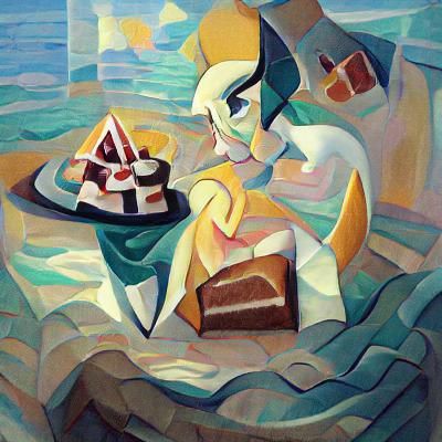 Abstract Cubist Cake by the Ocean