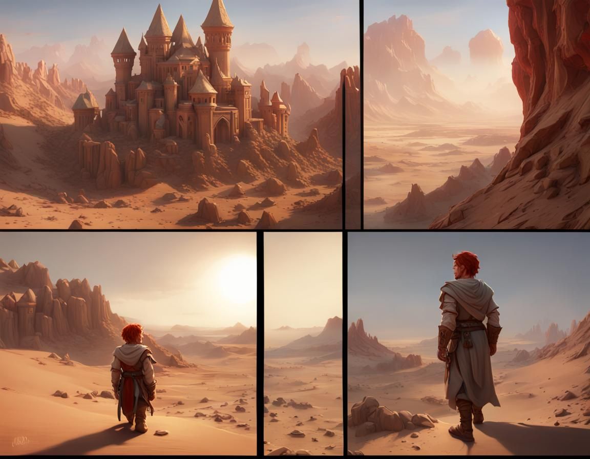 Halfling Air Nomad Cleric in Desert Landscape