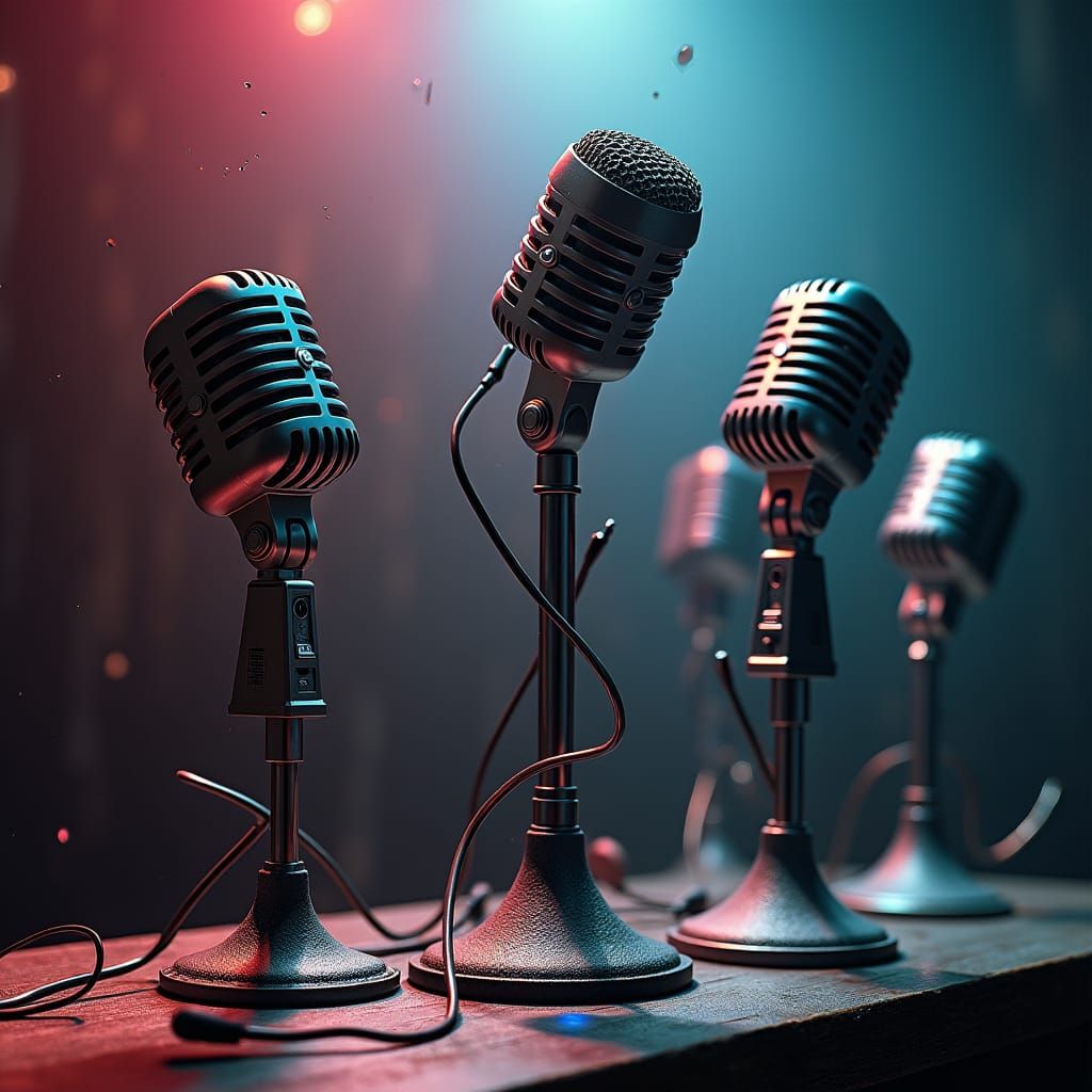 Surreal Microphones Levitate in Dreamlike Auditorium