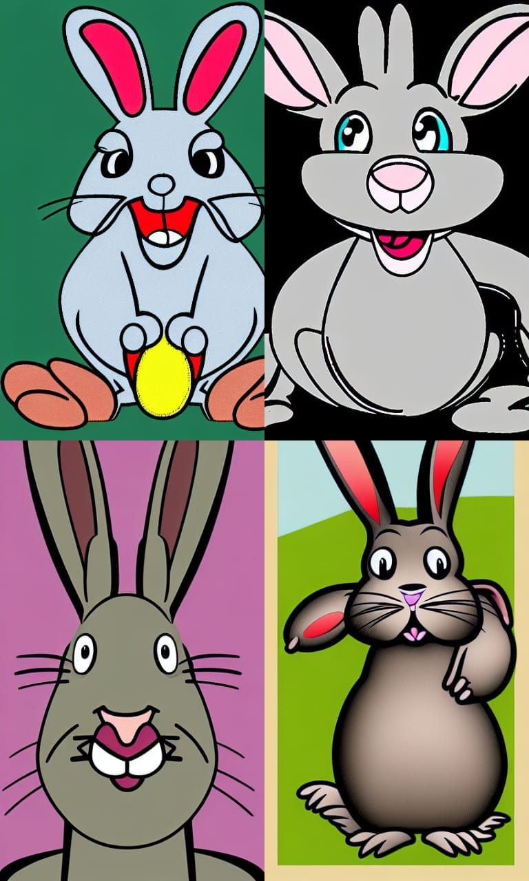 Ugly Cartoon Rabbit Generated by AI
