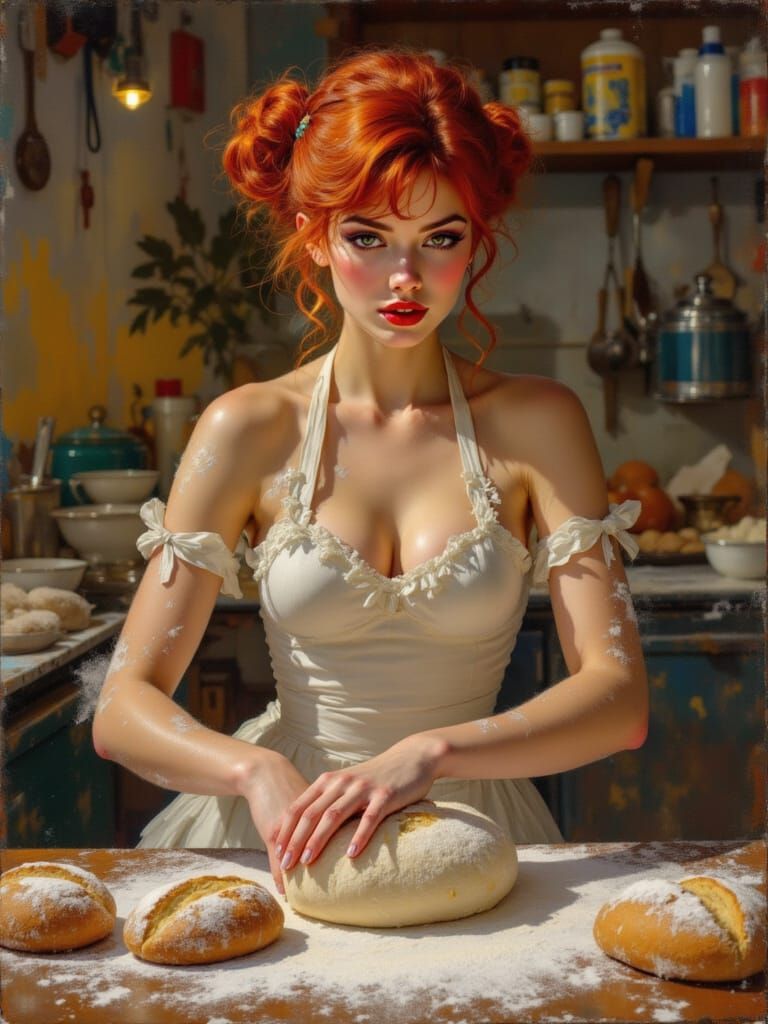 1500s Redhead Baker Kneading Dough