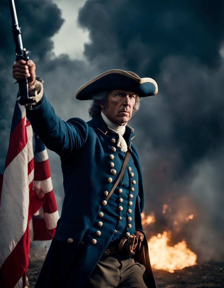 American Colonist Battles English Army: Cinematic Still