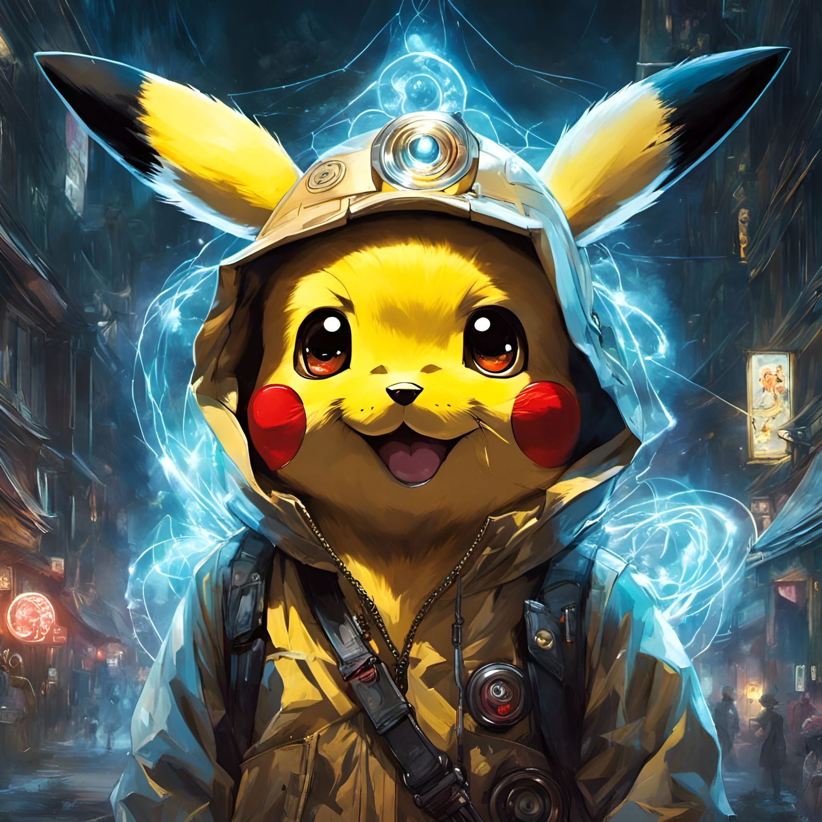 Adorable Ghost Pikachu Portrait in Whimsical Style