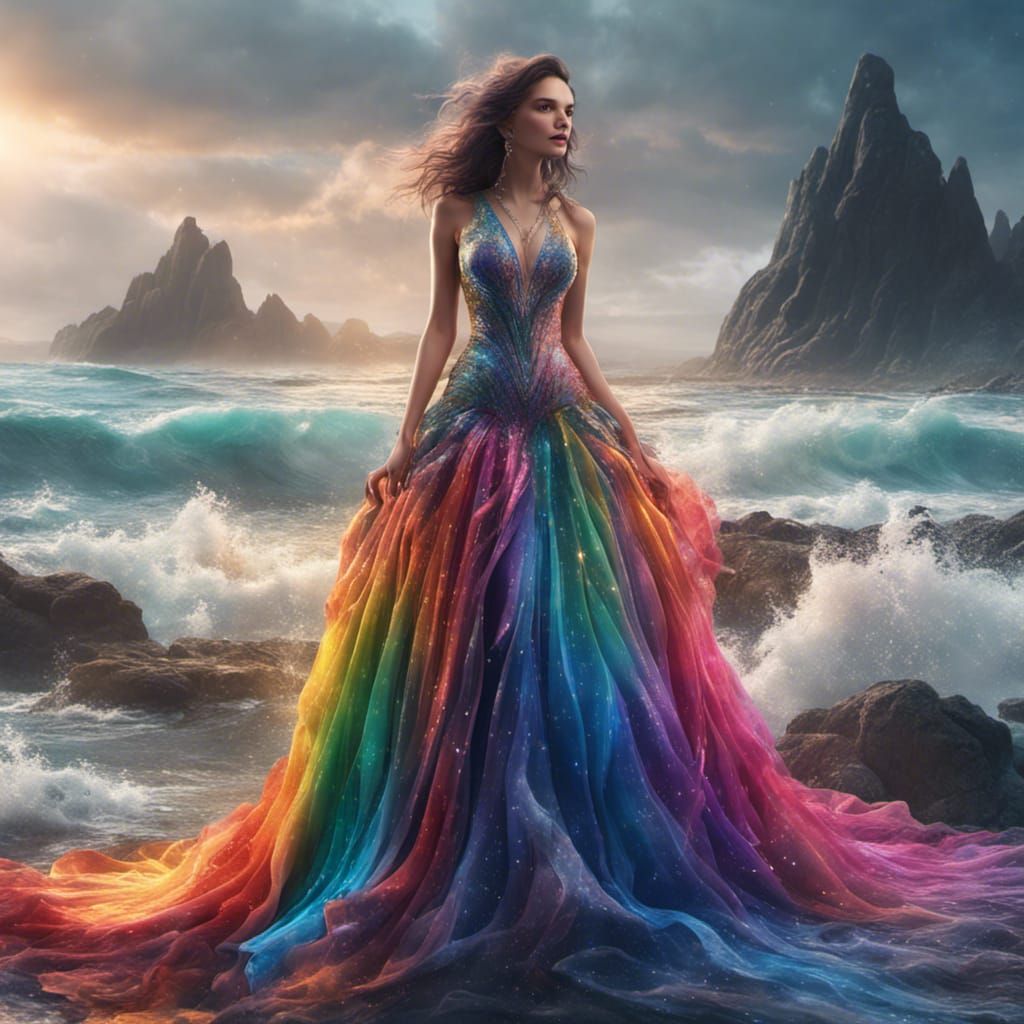 Rainbow Stardust Dress: Fantasy Concept Art
