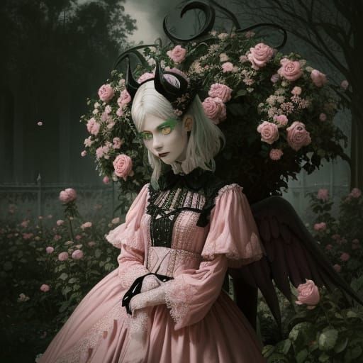 Baphomet in Rose Garden Digital Matte Painting