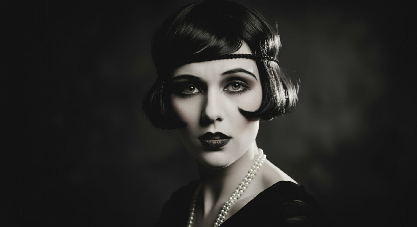 Vintage Flapper Starlet in Cinematic Close-Up