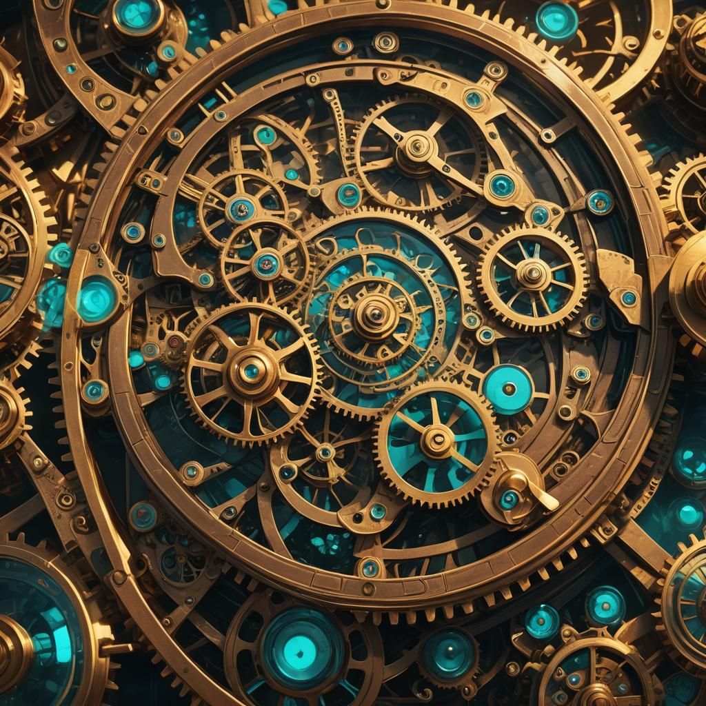 Intricate Steampunk Clockwork Mechanism in Dramatic Light