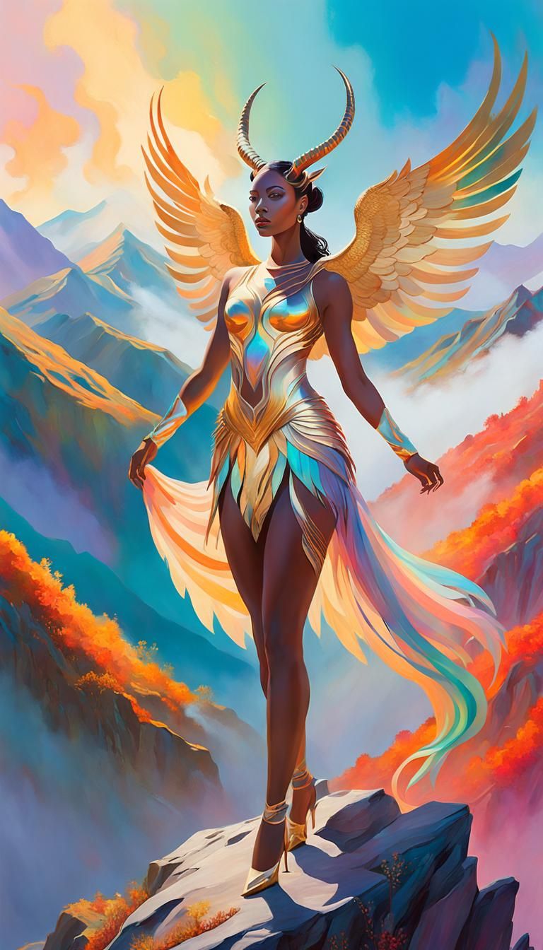 Fauvist Chimera Girl on Misty Mountain