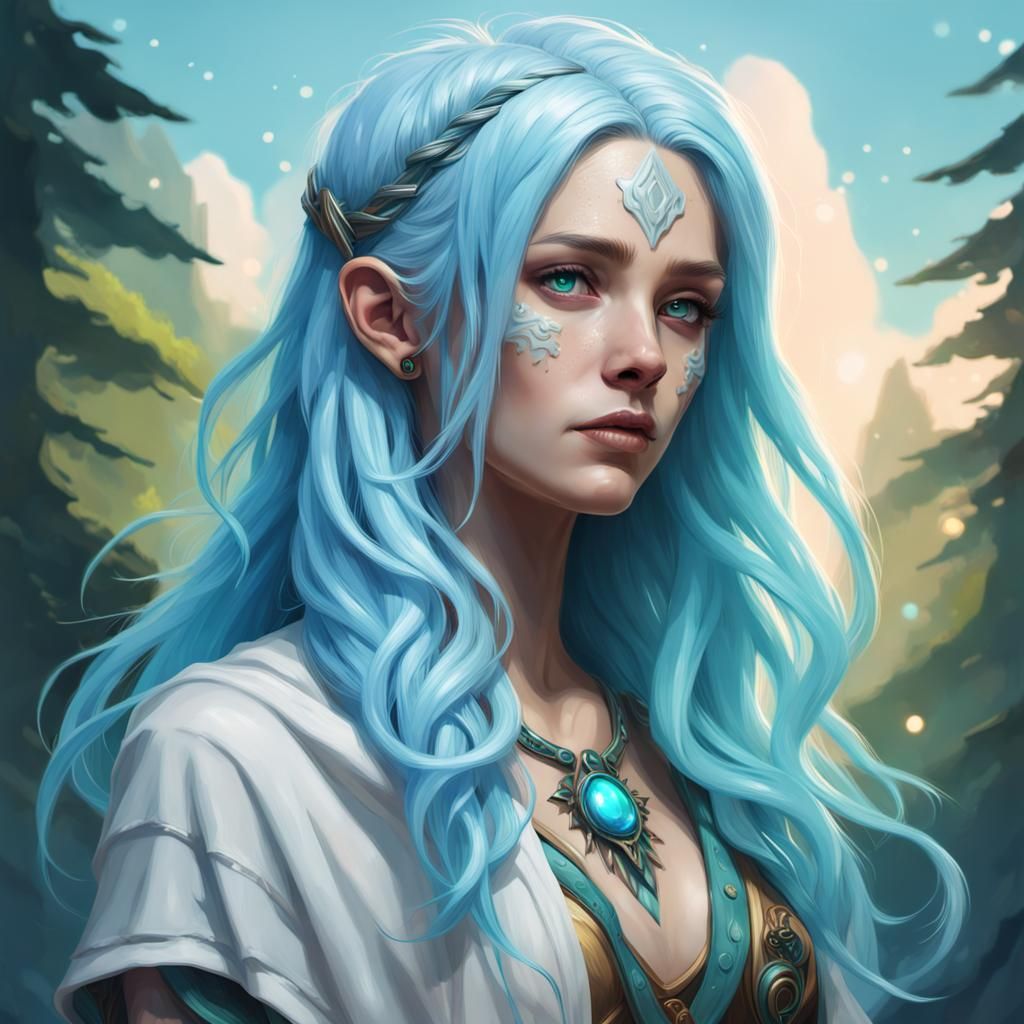 Detailed Druid Portrait in Splash Art Style