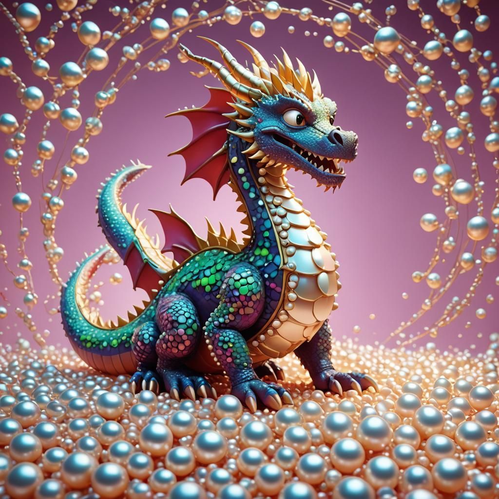 Pearl Dragon: 3D Digital Art