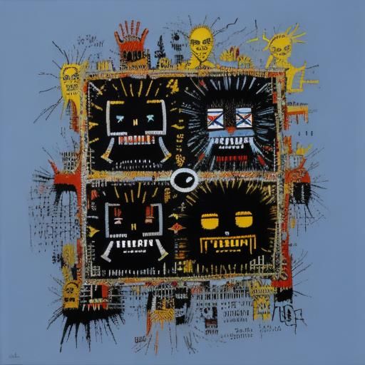 Space Invaders in Basquiat, Dali, and Haring Style