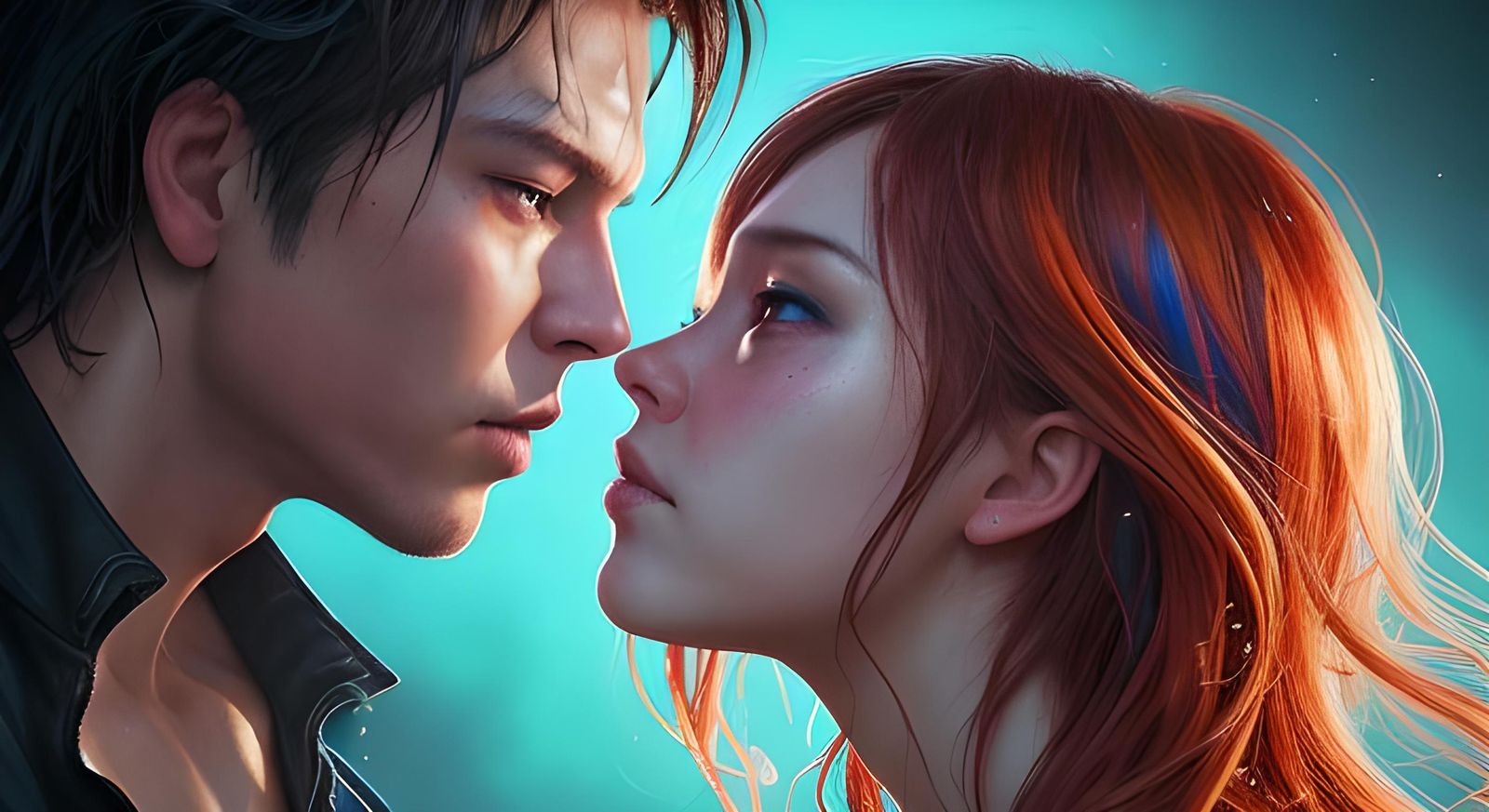 Entwined Souls in Colorful Embrace: Hyperrealistic Art