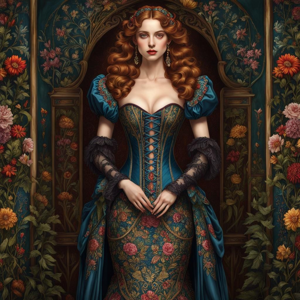 Corset dress with embroidery