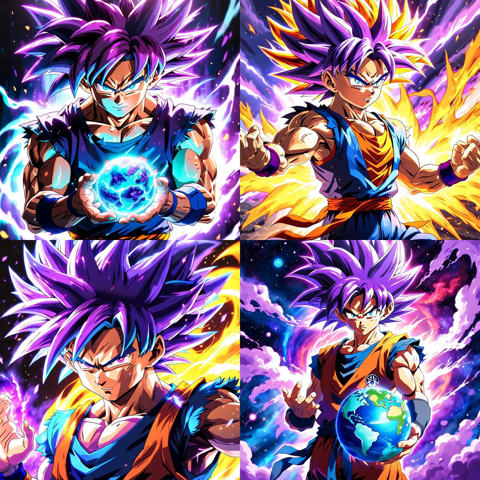 Goku Super Saiyan Holding Earth: 3D Anime Art