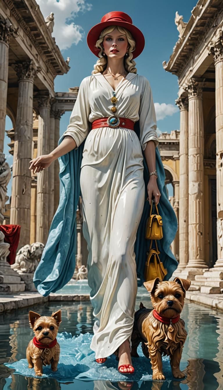 Glass Goddess with Puppy in Ancient Rome