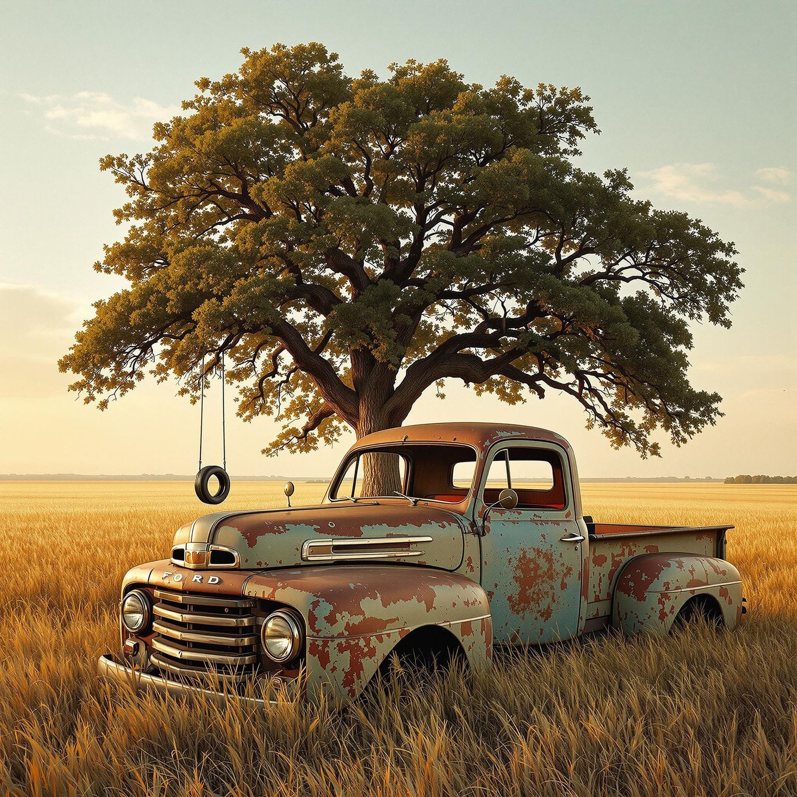 Abandoned 1949 Ford Truck Under Oak Tree