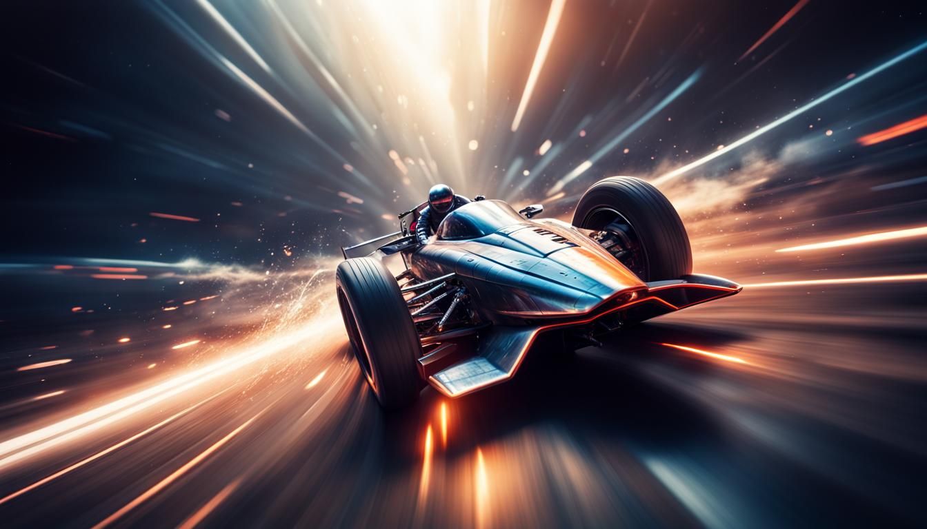 Hyperrealistic Space Racer in Cosmic Fantasy