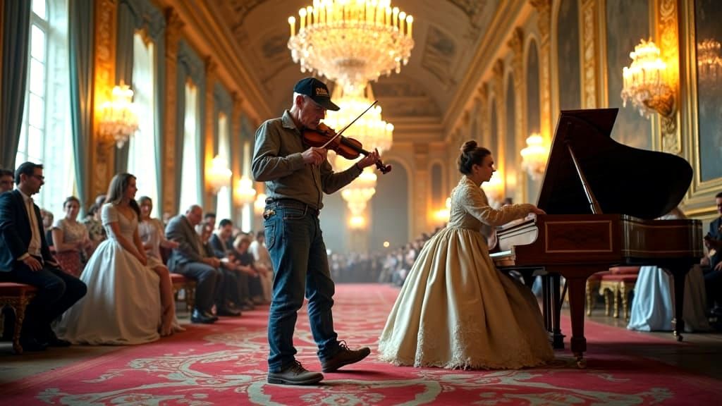 Violinist Plays at Versailles Palace Party