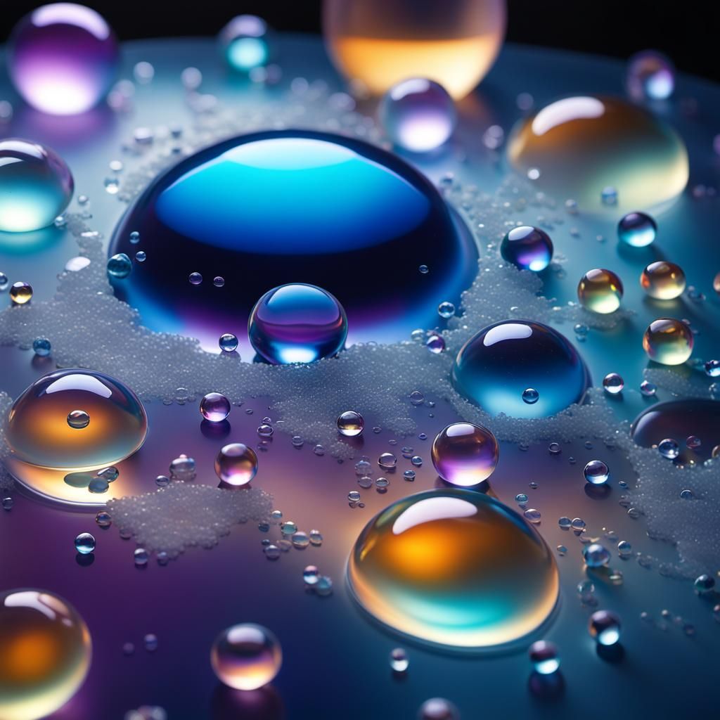 Frosted Soup Bubble with Crystals: Hyper-Realistic Digital A...