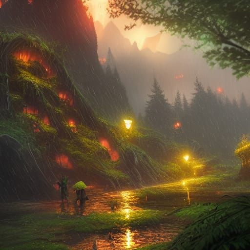 Heroes of the Lost Valley: Rainy Night Fantasy Art