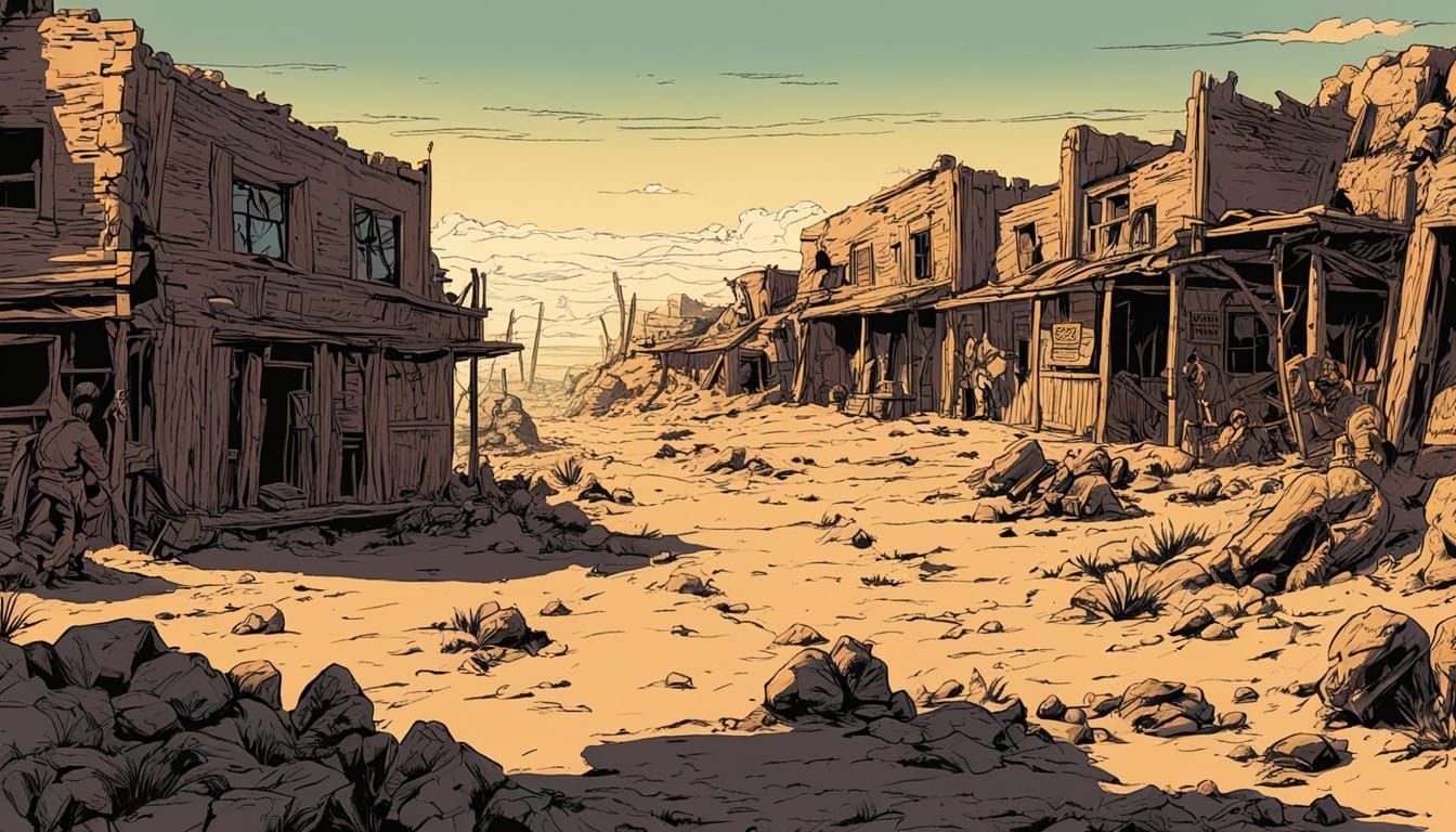 Deserted Townscape in Vintage Comic Style