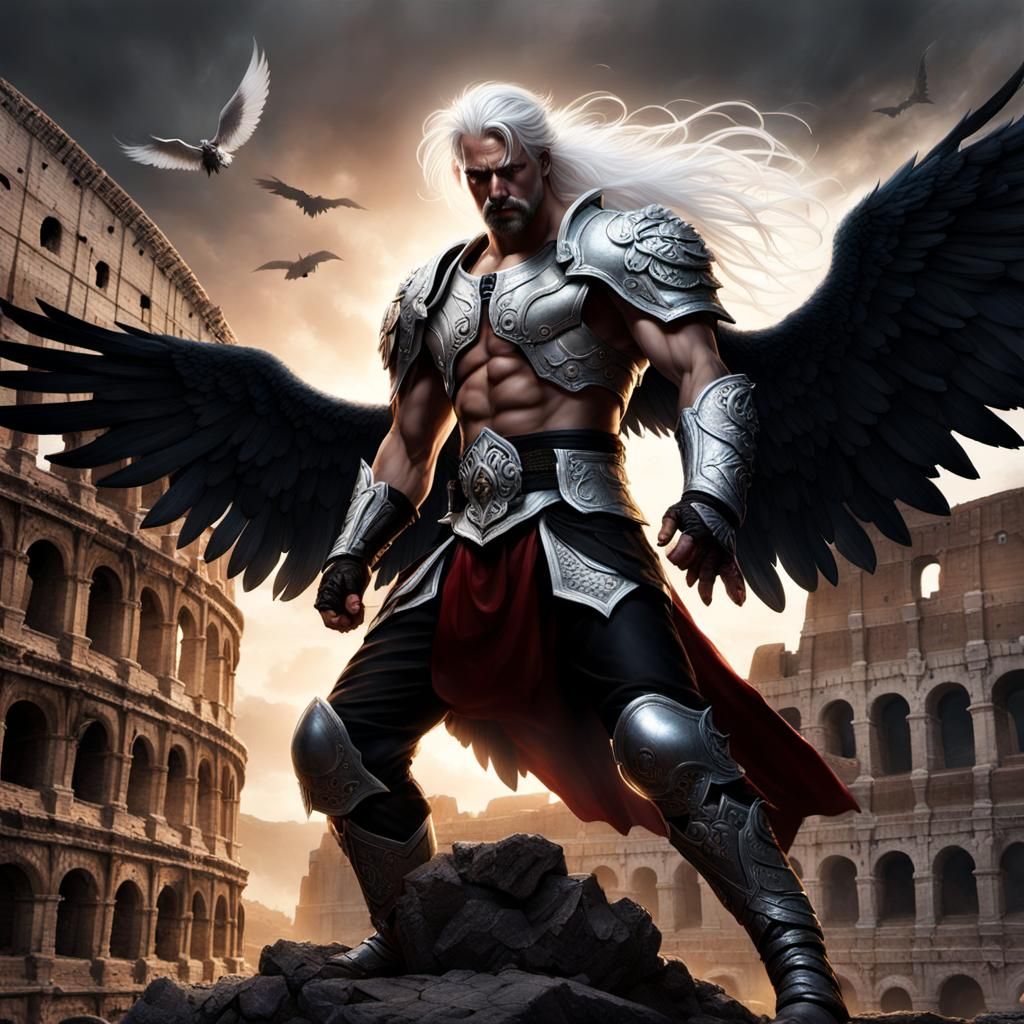 Fallen Angel Fighter in Dark Fantasy Art Style