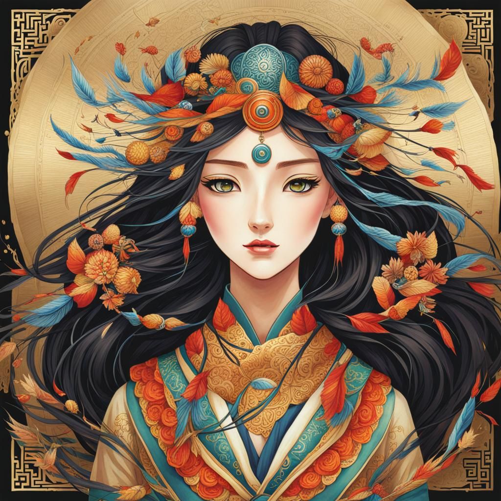 Ethereal Wind Spirit Girl Digital Portrait