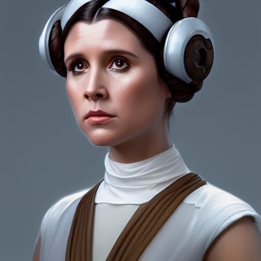Princess Leia Portrait in Hyperdetailed Digital Art Style