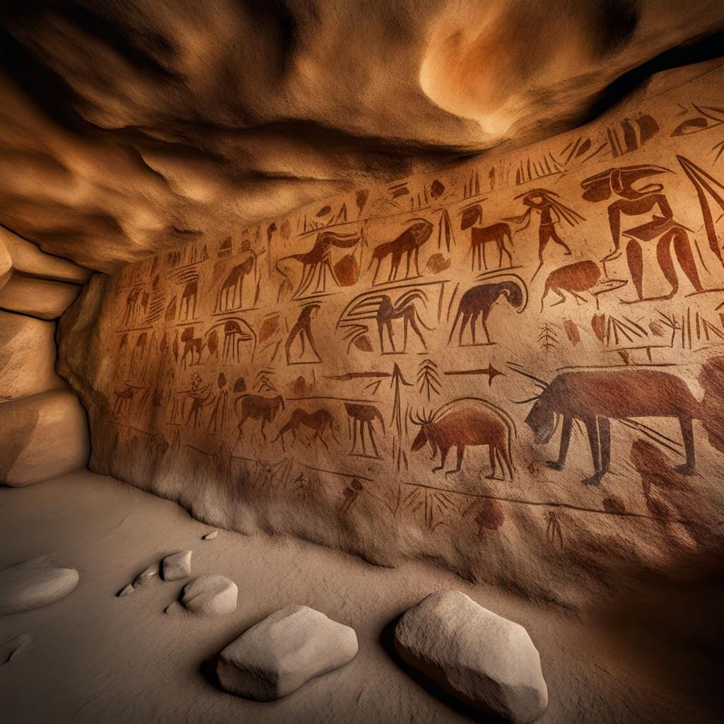 Ancient Cave Paintings of Pictographs and Petroglyphs