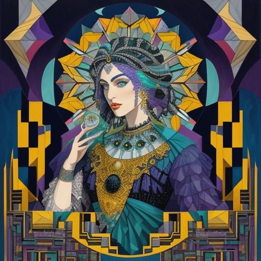 Ferdinand Knab in Vibrant Neo-Cubist Opera Scene