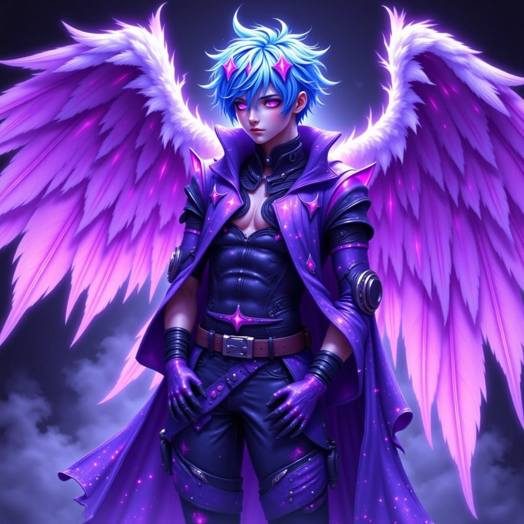 Cybernetic AI Angel in Cyberpunk Style