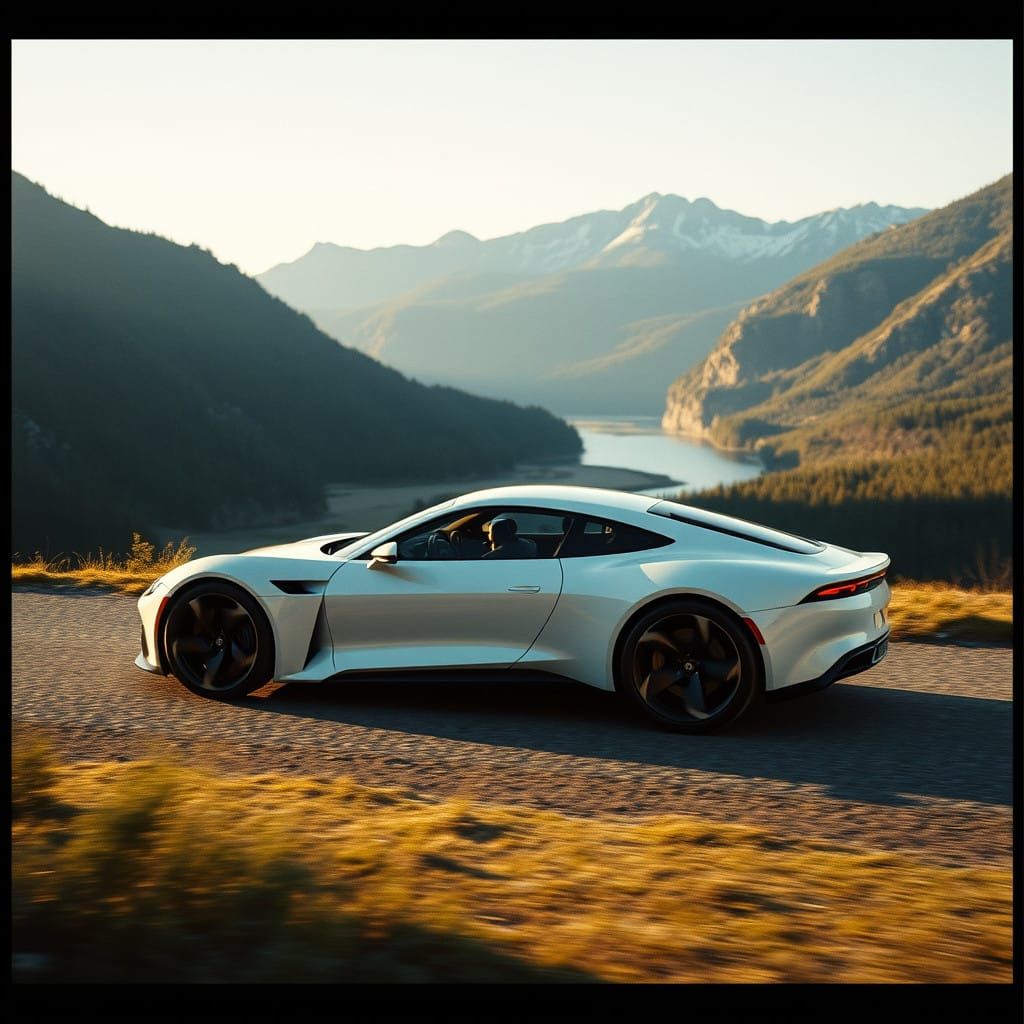 Elegant White Alpine A 610 Concept Cruises Through Lush Coun...