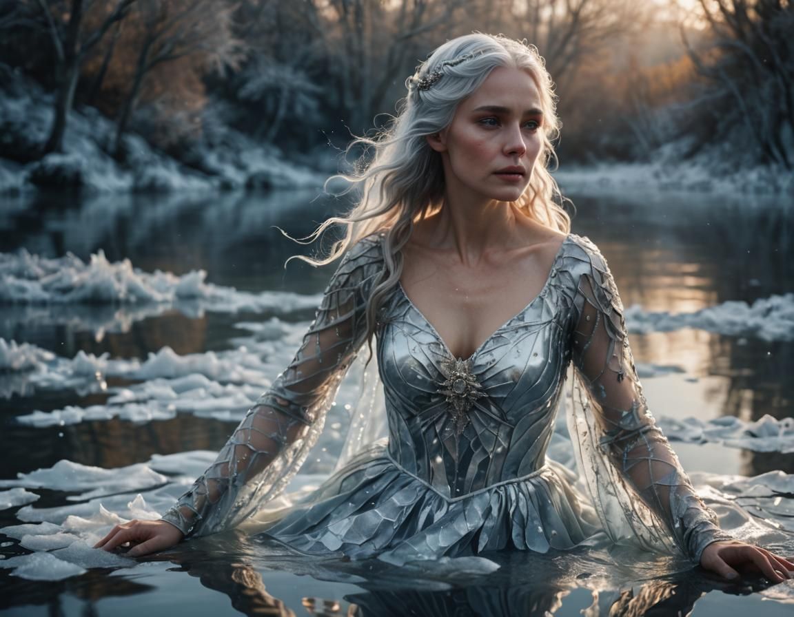 Lady of the Lake in Ice Dress Casting Spells