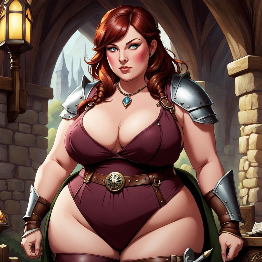 Chubby Retired Adventurer in Medieval Fantasy Style