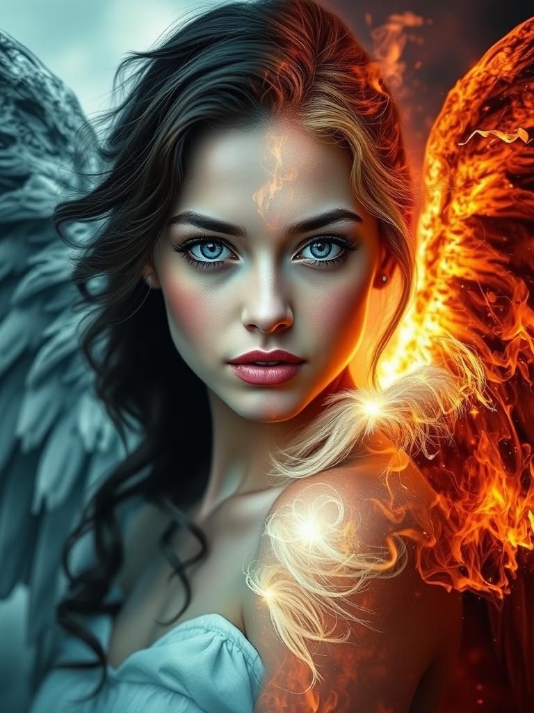 Heaven and Hell Merge: Angel Double Exposure