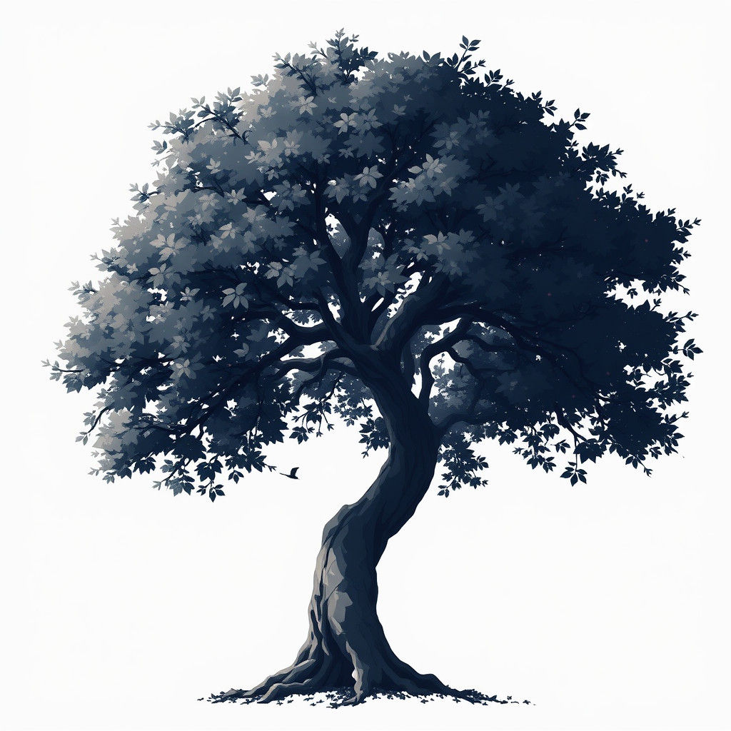 Anime Style Tree with Black Leaves