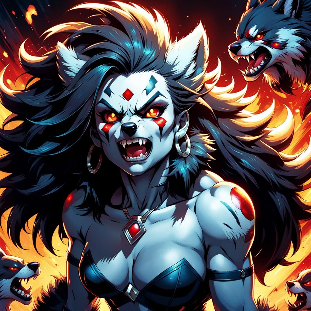 Sensual Furry Female Lobo Pokémon in Comic Book Style