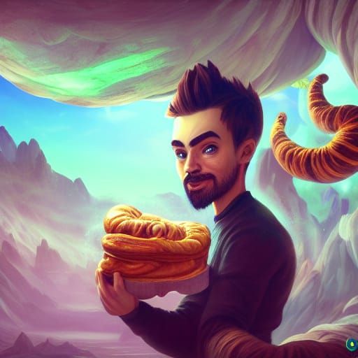 Jacksepticeye and the Giant Croissant: Fantasy Art