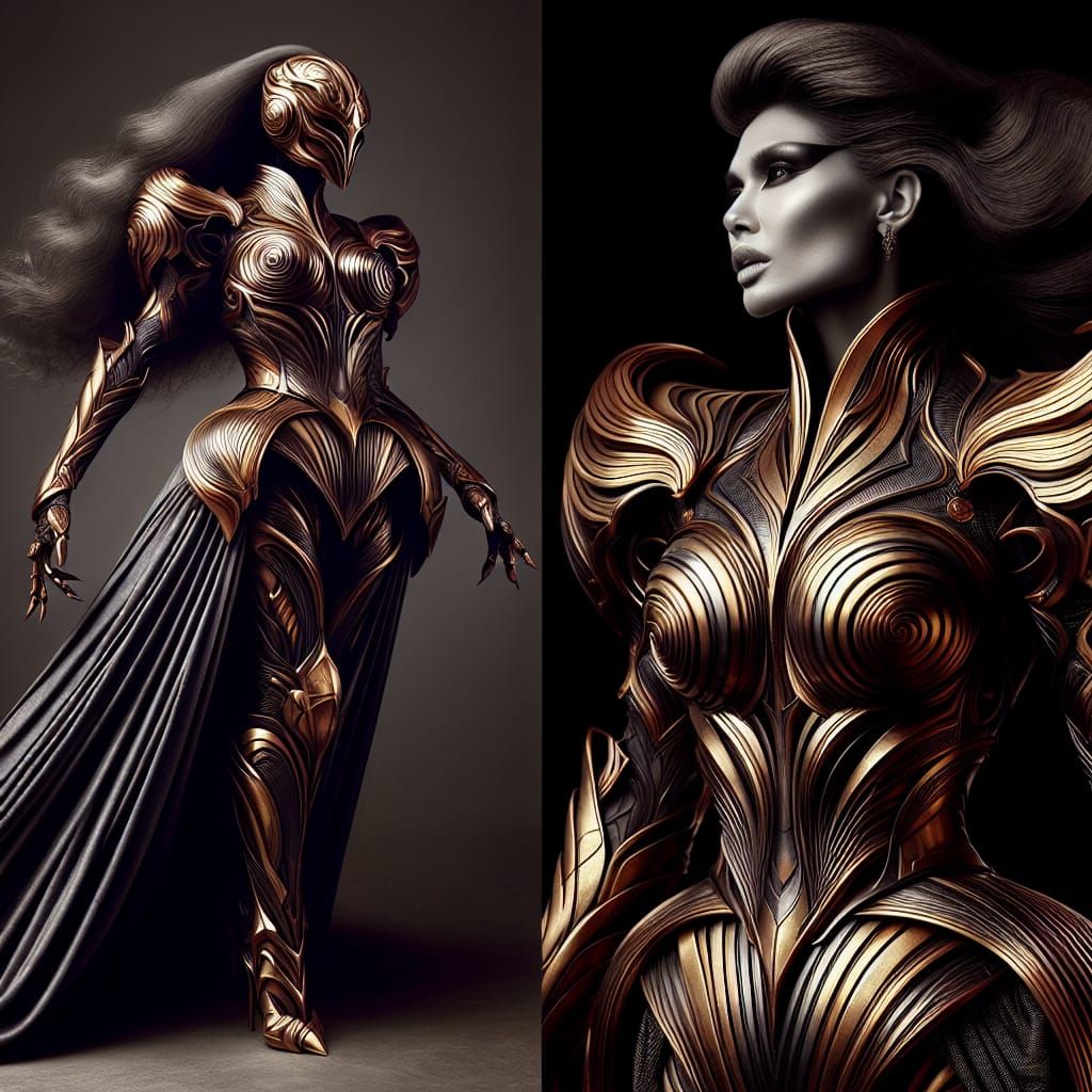 Warrior Woman in Exaggerated Armor