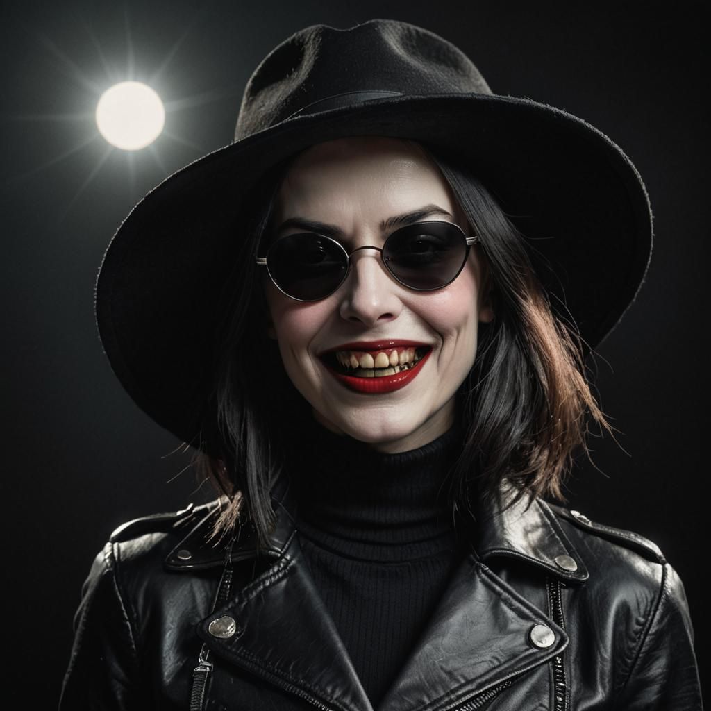 Goth Vampire Woman Portrait in Dark Academia Style