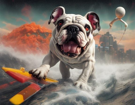 Cartoon Dogs Play in Sci-Fi Asteroid Scene