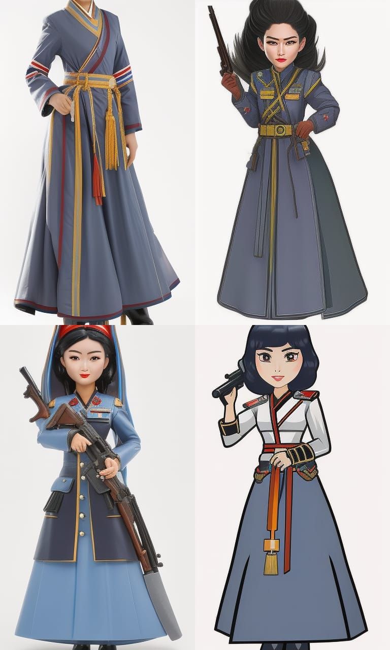 North Korean Military Woman: Detailed Concept Art
