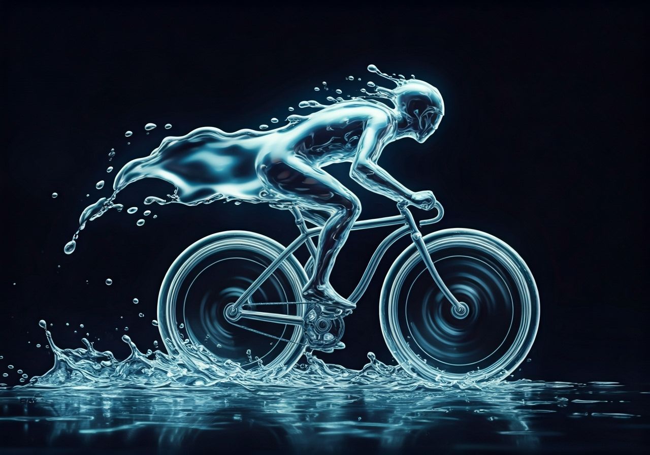 Futuristic Water Tube Bicycle in Neon City