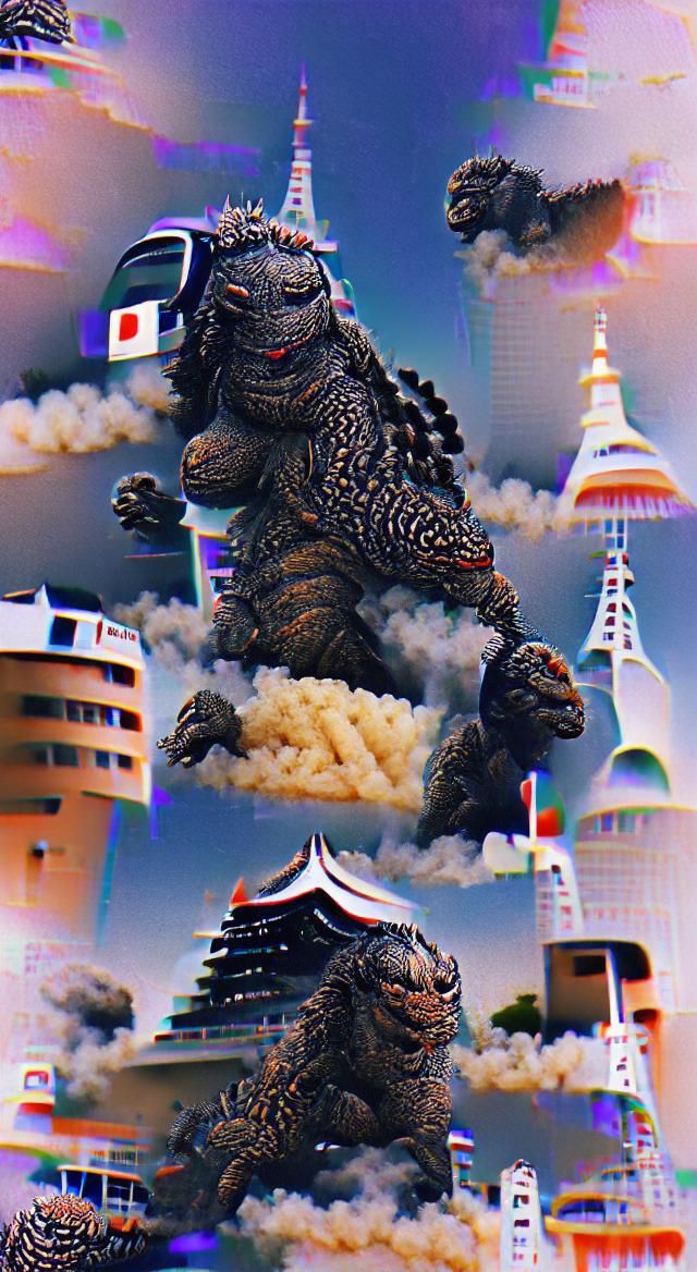 Godzilla Emerges from Neo-Tokyo: Comic Book Style