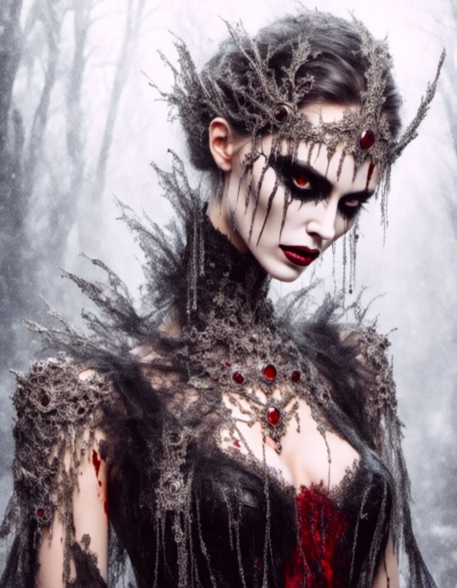 Vampire Bride in Macabre Surreal Comic Style